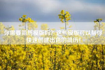 你需要简历模版吗？这些模版可以帮你快速创建出色的简历！