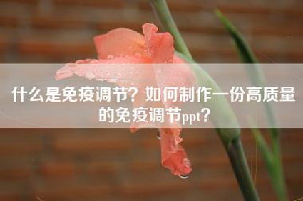 什么是免疫调节？如何制作一份高质量的免疫调节ppt？